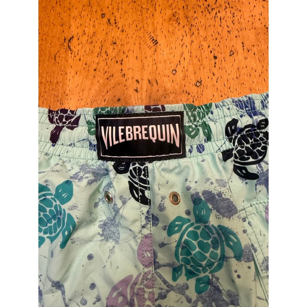 Vilebrequin Swim Trunks XXL Blue Turtle Splatter Print St Tropez Board Shorts